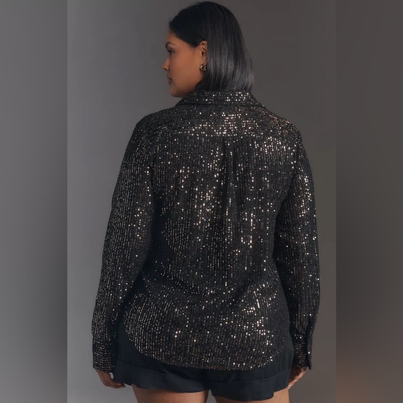 NWT Anthropologie 1X Plus The Remie Sequin Button-down Shirt - Picture 3 of 12